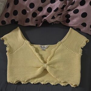 Yellow Knit Crop Top
